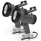 LUTEC 2-pack spotlight front view shows rugged design for outdoor use.