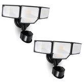 LUTEC 80W four-head security lights illuminate entryways with wide front-view coverage