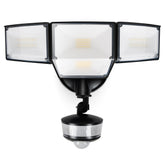LUTEC 84W LED security light front view with four adjustable heads for wide coverage.