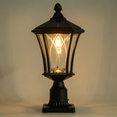 Lutec outdoor solar lamp post light with patterned glass for elegant garden lighting.