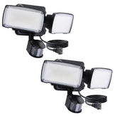 LUTEC two-pack outdoor plug-in motion sensor lights, front view for enhanced entry lighting.