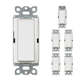 Lutron Claro 15A single-pole paddle switch white, front view for smooth lighting control.