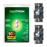 Lutron Toggler LED+ Dimmer front view in white for a clean installation