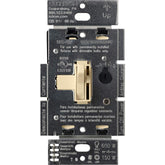 Lutron Toggler LED+ dimmer on ivory wall switch for easy preset lighting.