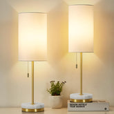 Luvkczc desk lamp set with marble base and gold finish, front view, ideal for focused tasks.