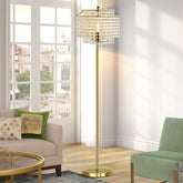 Luvkczc gold crystal floor lamp tall with ambient glow for living rooms