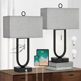 Luvkczc nightstand lamp base with ports offers stable bedside lighting.