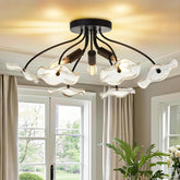 Luvkczc semi-flush mount with glass shade providing ambient lighting for living spaces.
