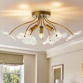 Luvkczc semi-flush mount light with brass gold finish brightens hallways.
