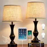 Luvkczc upgraded touch table lamps with 22-inch height and beige shade provide bright bedside illumination.