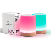 LuvLink Friendship Lamp v2.0 pair glowing together through WiFi for distant connection.