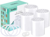 Luxau 4-pack 20-stage shower filter cartridges ready for simple replacement
