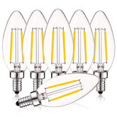 LUXRITE 4W vintage LED candelabra bulb with clear glass for elegant chandeliers.