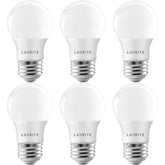 LUXRITE A15 LED bulb 7W dimmable in a lamp for adjustable brightness.
