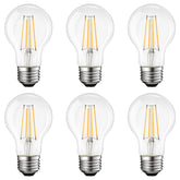 LUXRITE Vintage A19 bulb glass filament close-up showing warm Edison lighting