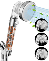 Luxsego filtered shower head front view demonstrates a strong spray for hard water