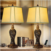 LuxSight 28.5-inch farmhouse lamp pair in dark bronze for ambient bedside lighting.