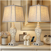 LuxSight Collection 28.5-inch table lamps set on nightstands for balanced lighting.