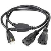 Luxury Office two-way power splitter with 1ft extension improves desk reach
