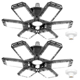 Luyata LED garage light with six adjustable panels for flexible illumination.