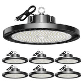 lvsdak UFO LED high bay light 5000K 200W six-pack delivering bright 30000 lumens.