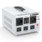 LVYUAN 5000W transformer front view with six outlets for worldwide devices