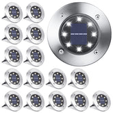 LYHOPE solar ground light 16-pack white illuminating pathways