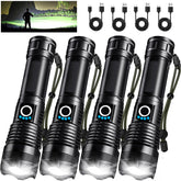 Lylting 4-pack flashlights front view, compact and portable for on-the-go lighting.