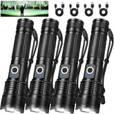 Lylting rechargeable flashlight front view with 99k lumen brightness for outdoor use.