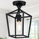 Lynnoland upgraded semi flush mount ceiling light in black industrial finish, ideal for stylish hallways.