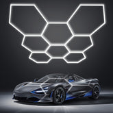 LZHOME Hexagon LED garage light front view showing bright 40000lm for clarity