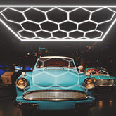 LZHOME LED hexagon garage light packaging shows easy setup and included installation accessories