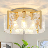 LZLDCJ 18.5 inch gold semi-flush mount front view for elegant hallway lighting.