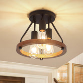 LZLDCJ modern farmhouse wood semi flush mount illuminates entryways with warm ambiance.