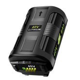 MAFACBAC 40V battery front view for Ryobi compatibility and power.