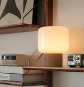 MAGCHARM Halo Mushroom Lamp with glass shade delivers soft ambient light for study desks.