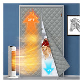 MAGZO magnetic thermal door curtain front view shows full coverage in grey