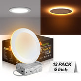 MAILCOS 6-inch 5CCT LED downlight front view showing versatility of color temperatures for any room.