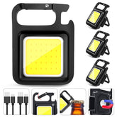 MAKDAK COB rechargeable keychain light with magnet base for hands-free tasks.
