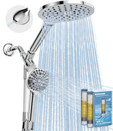 MakeFit dual-filtered handheld shower head delivers purified water for softer skin.