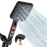 MakeFit filtered shower head black with six spray modes for versatile showers.