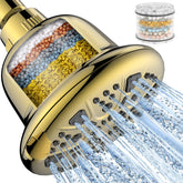 MakeFit filtered shower head gold main view shows luxury finish and clean water.