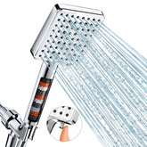 MakeFit filtered shower head with mineral beads delivering cleaner water for skin and hair