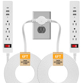 Makevivi Twin Extension Cord close-up of flat plug for space-saving setup