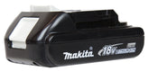 Makita BL1815N 18V 1.5Ah battery front view showing compact profile for easy handling.