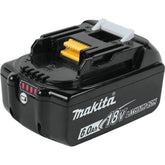 Makita BL1860B battery with full charge indicator for quick status checks.