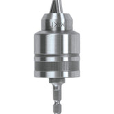 Makita keyless chuck 3-8 inch front view enables quick bit changes and reliable fastening.