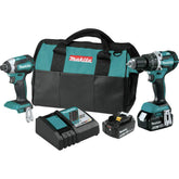 Makita XT269T hammer drill in action for versatile drilling and driving tasks