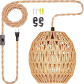 Maliralt rattan egg-shade pendant closeup with warm texture for cozy rooms.