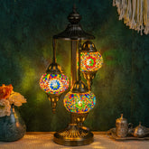 Marrakech Turkish Lamp with three mosaic globes for warm ambient lighting